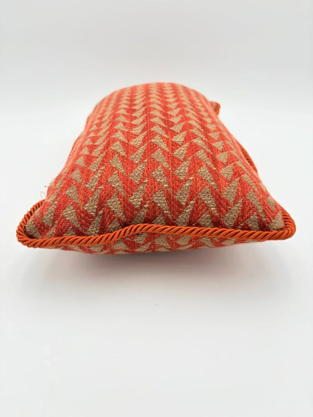 Burnt Orange Chevron Lumbar Pillow with Insert 16x9